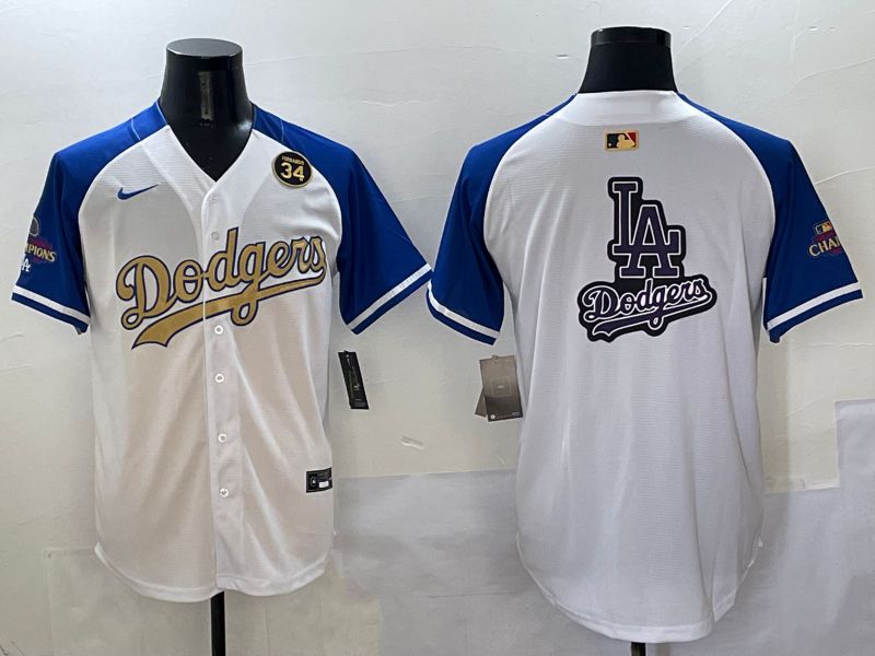 Men Los Angeles Dodgers Blank White Blue Gold Game Nike 2025 MLB Jersey style 42928->los angeles dodgers->MLB Jersey